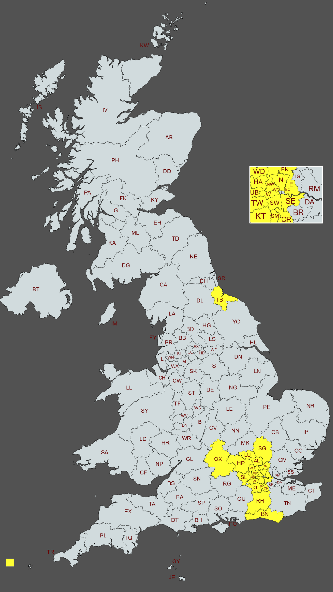 Map of areas covered